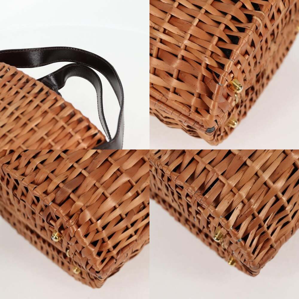 FENDI Straw Bag Hand Bag Raffia Brown Gold - Picture 11 of 13
